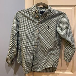 Boys Ralph Lauren button down / blue green plaid - size 8-10